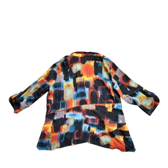 Ali Miles Tunic Top Womens PXL Abstract Artsy Button Front Art to Wear Wire Coll - Picture 3 of 5